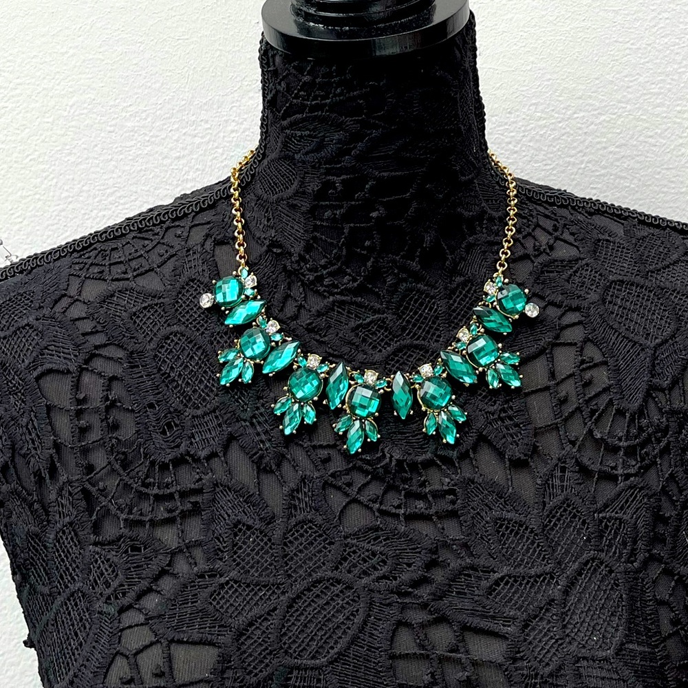 green rhinestone statement necklace